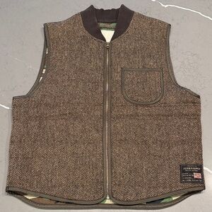 Vintage Ralph Lauren Denim & Supply Brown Herringbone Zip Vest